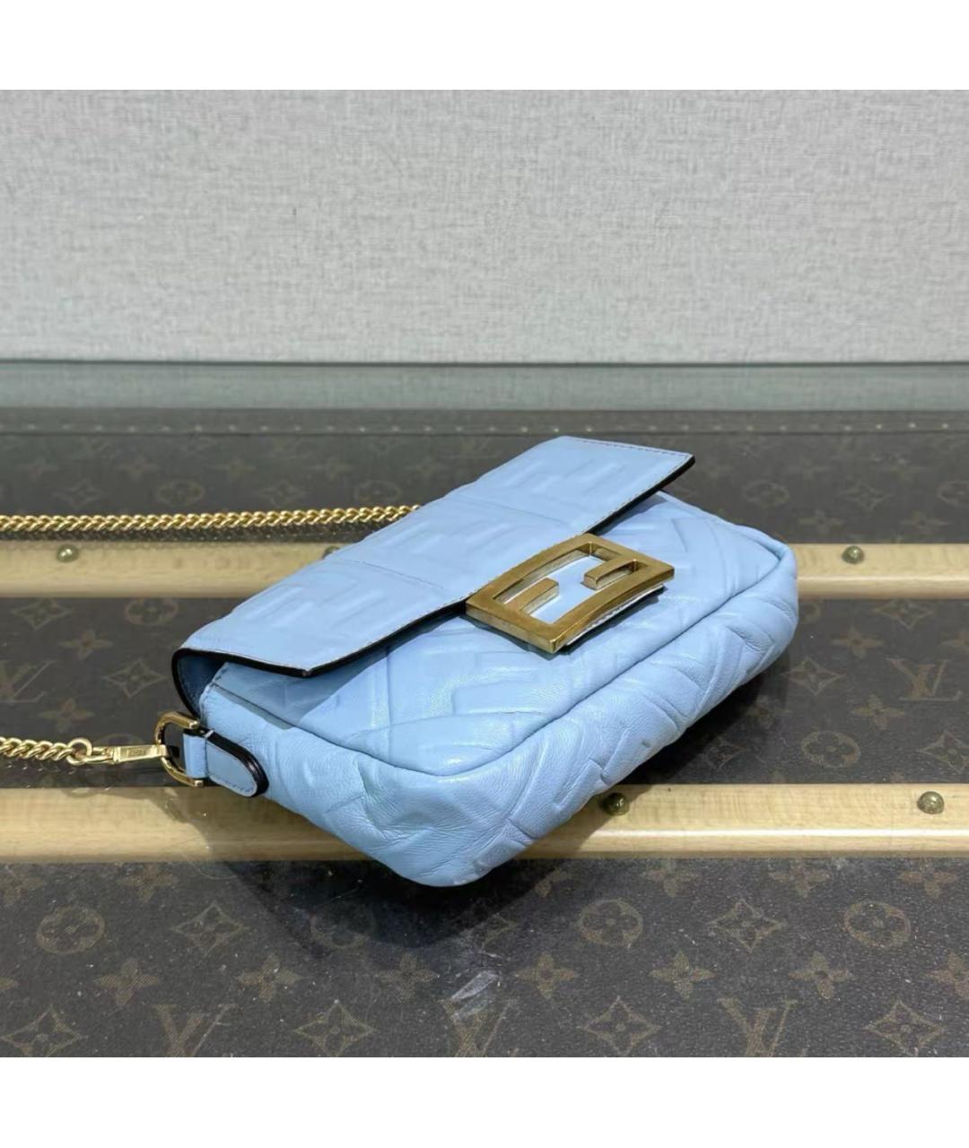 FENDI Голубая кожаная сумка через плечо, фото 4
