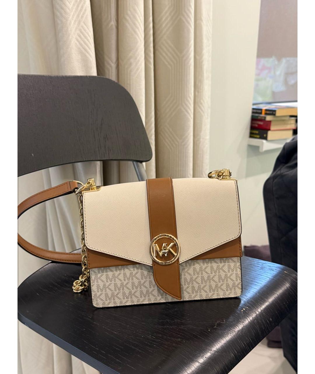 MICHAEL KORS Белая сумка через плечо из искусственной кожи, фото 5