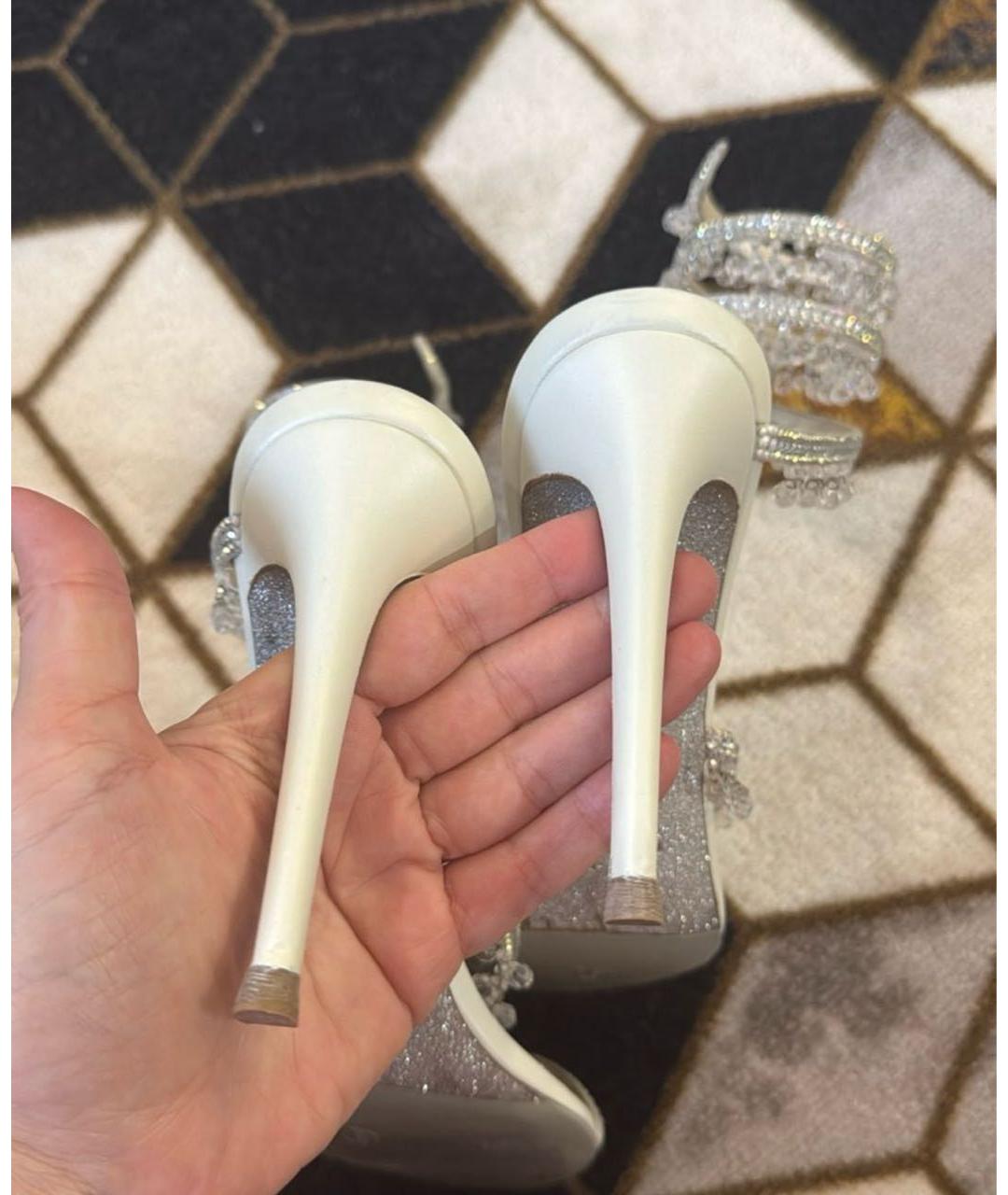 RENE CAOVILLA Белые кожаные босоножки, фото 4