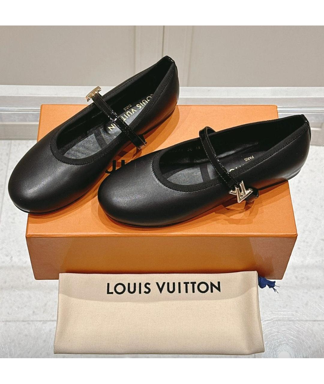 LOUIS VUITTON Черные кожаные балетки, фото 3