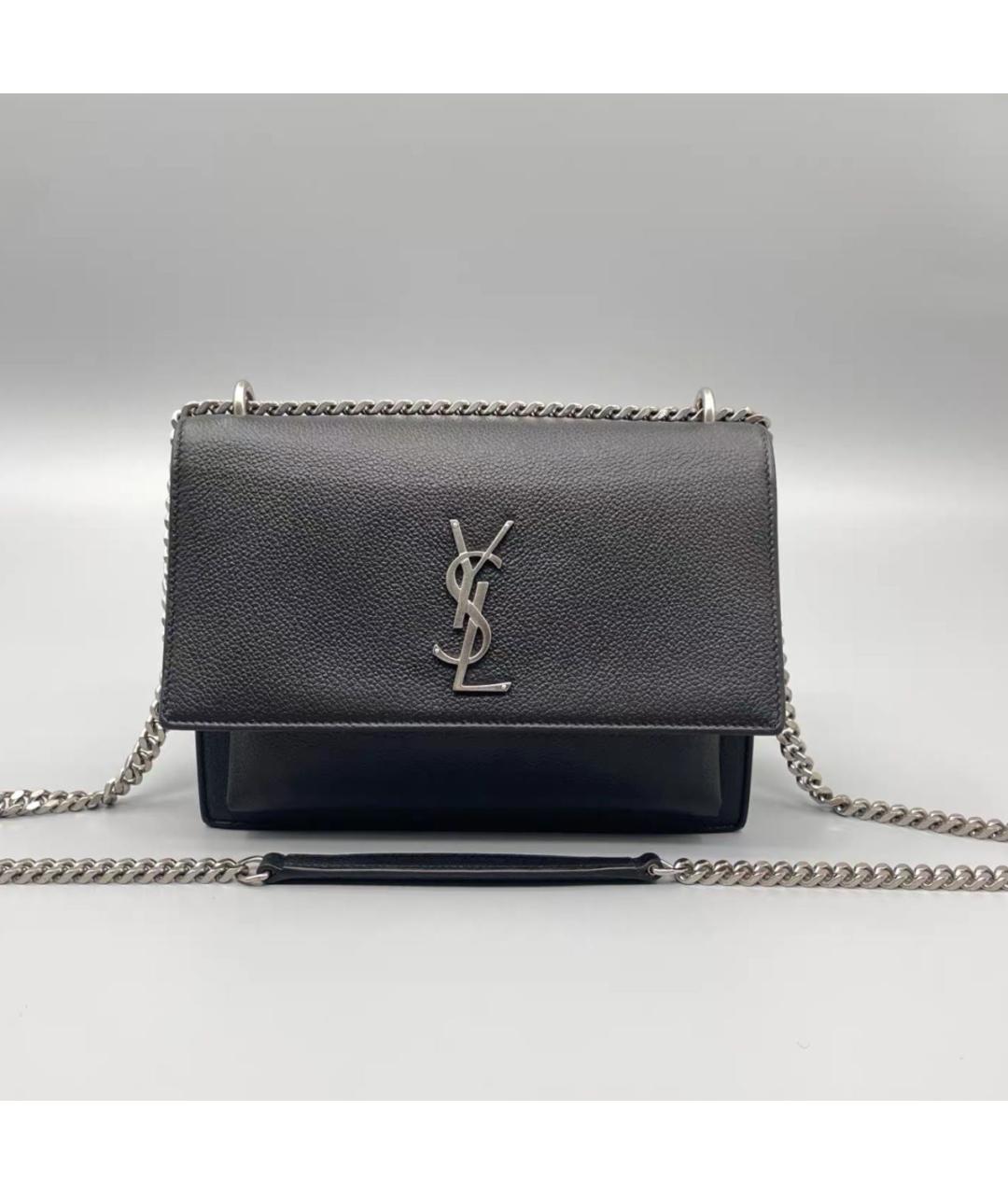 SAINT LAURENT Черная кожаная сумка через плечо, фото 9