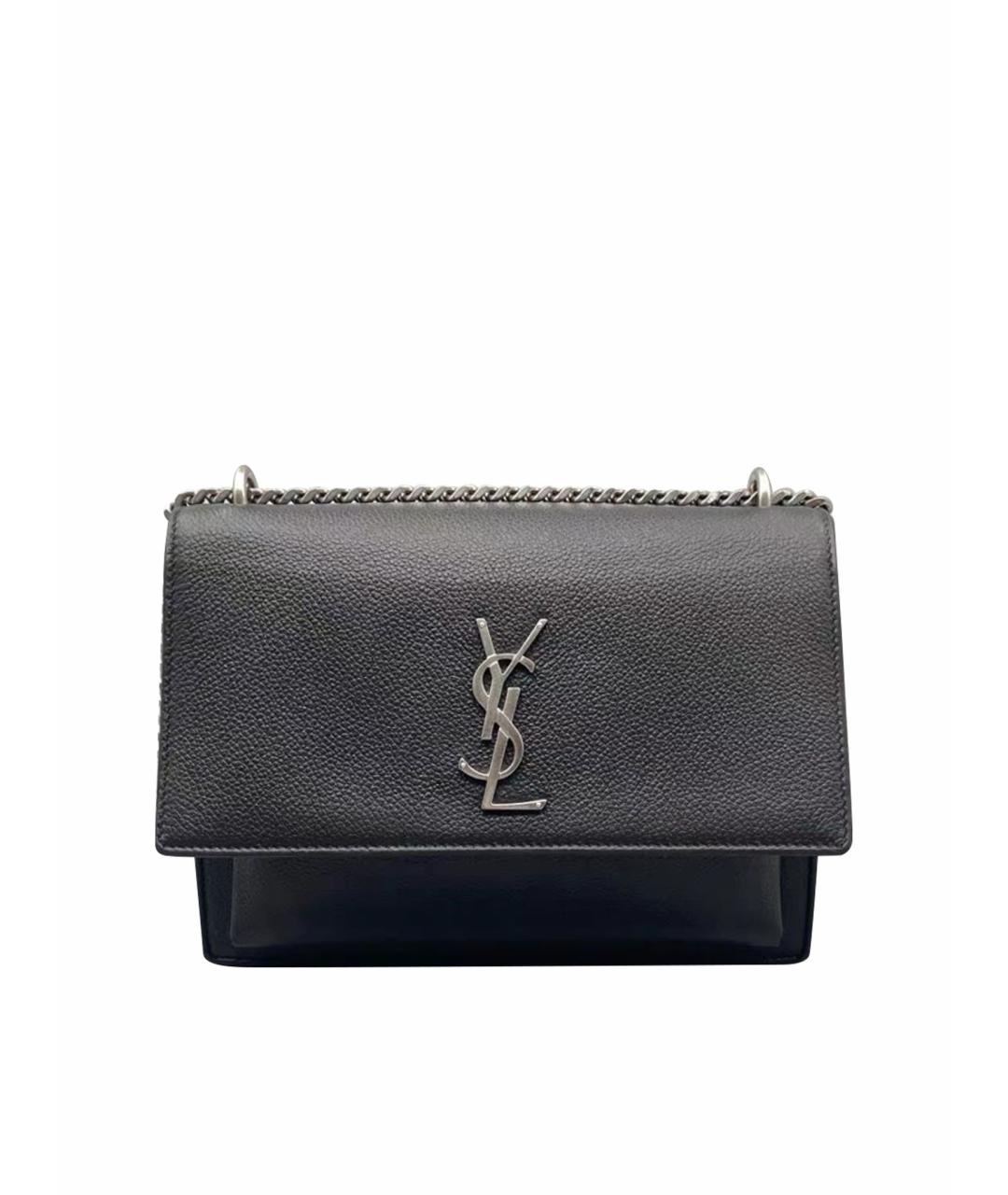 SAINT LAURENT Черная кожаная сумка через плечо, фото 1