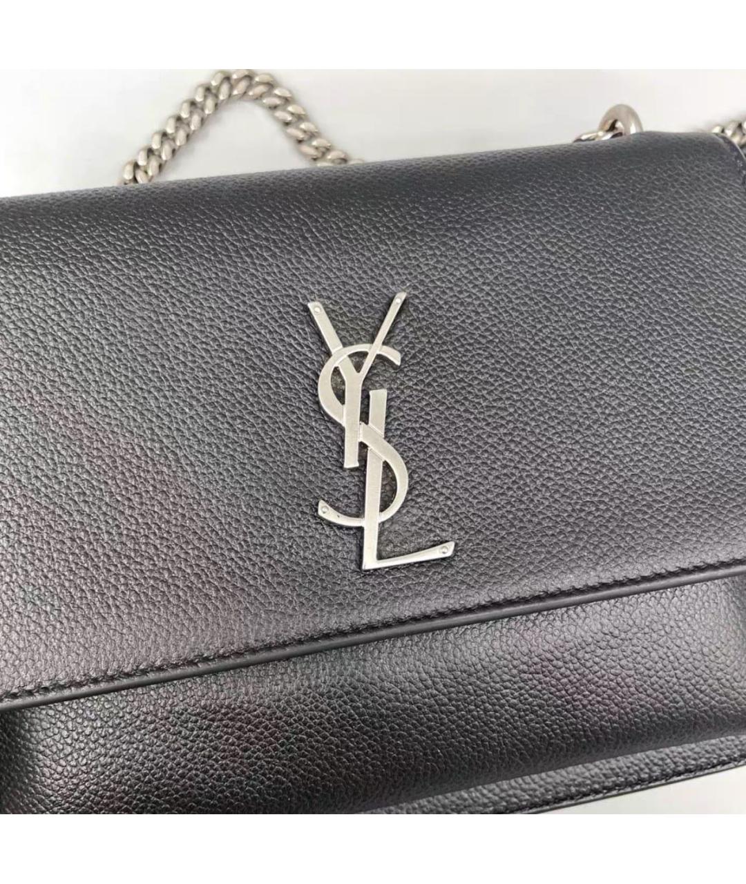 SAINT LAURENT Черная кожаная сумка через плечо, фото 6