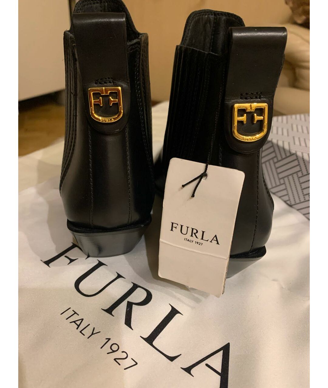 FURLA Черные кожаные ботильоны, фото 4