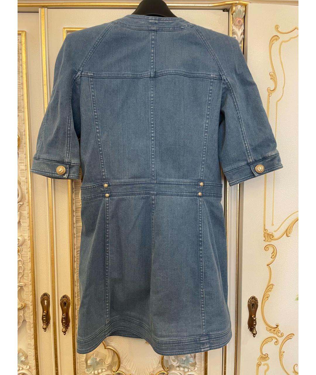 BALMAIN Голубое деним повседневное платье, фото 2