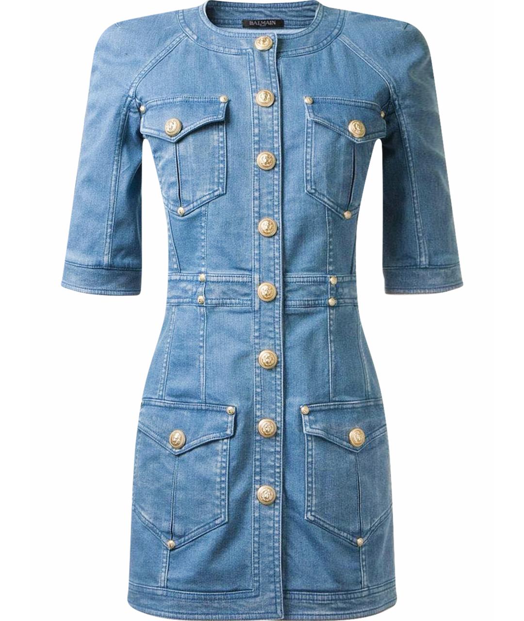 BALMAIN Голубое деним повседневное платье, фото 1