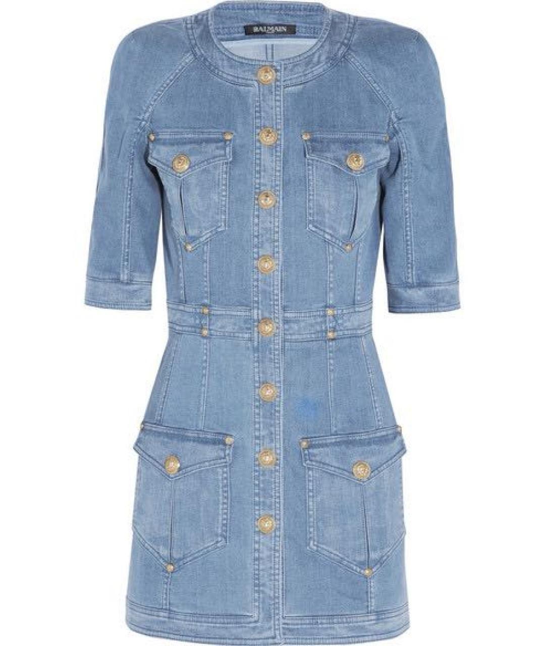 BALMAIN Голубое деним повседневное платье, фото 7