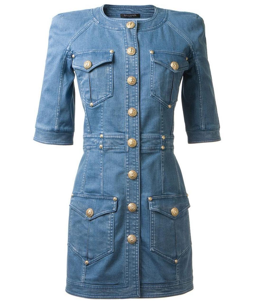 BALMAIN Голубое деним повседневное платье, фото 8