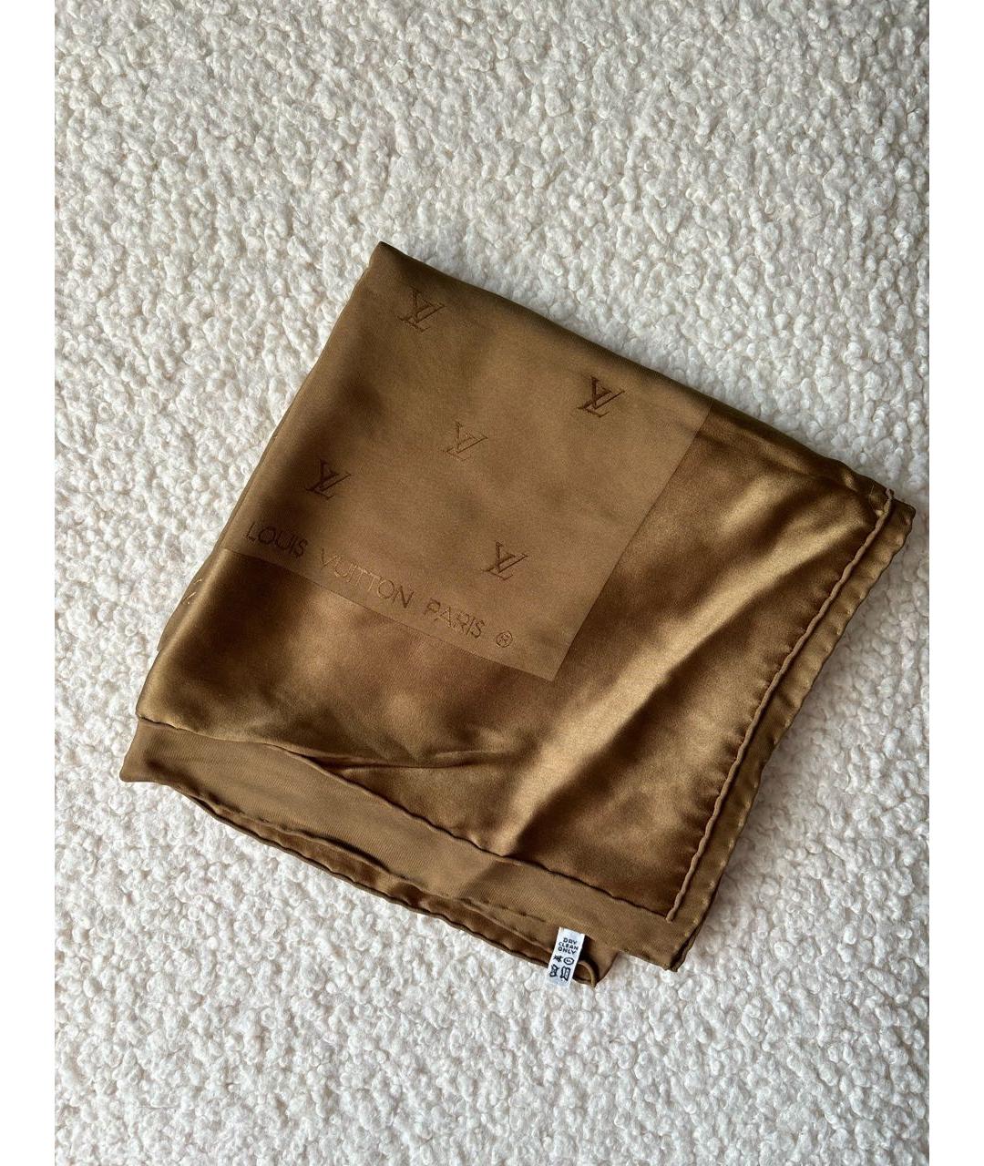 LOUIS VUITTON Хаки шелковый платок, фото 2