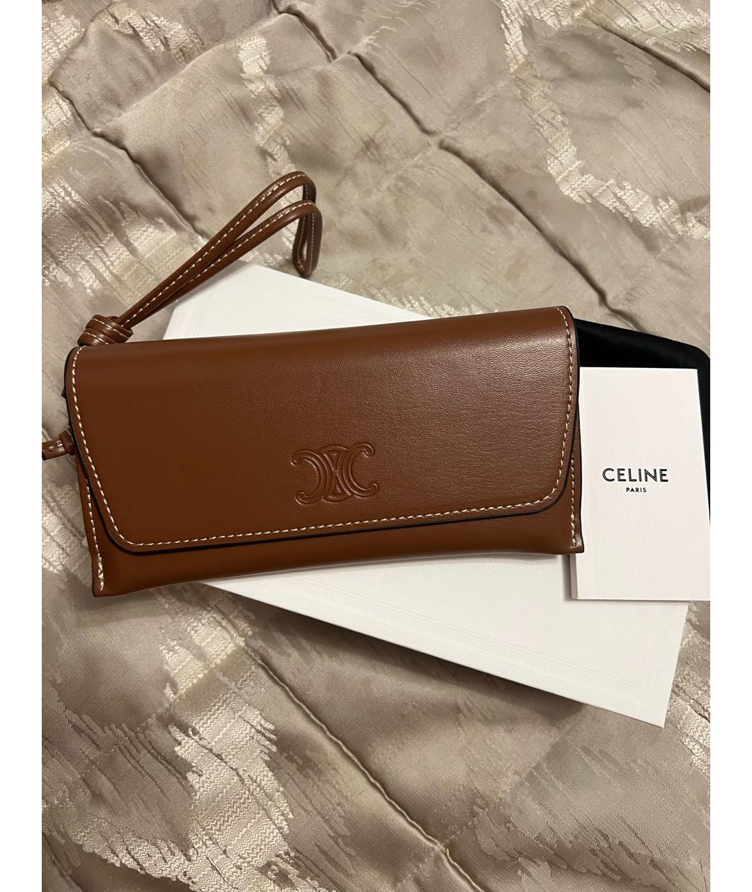 CELINE Коричневые пластиковые солнцезащитные очки, фото 4