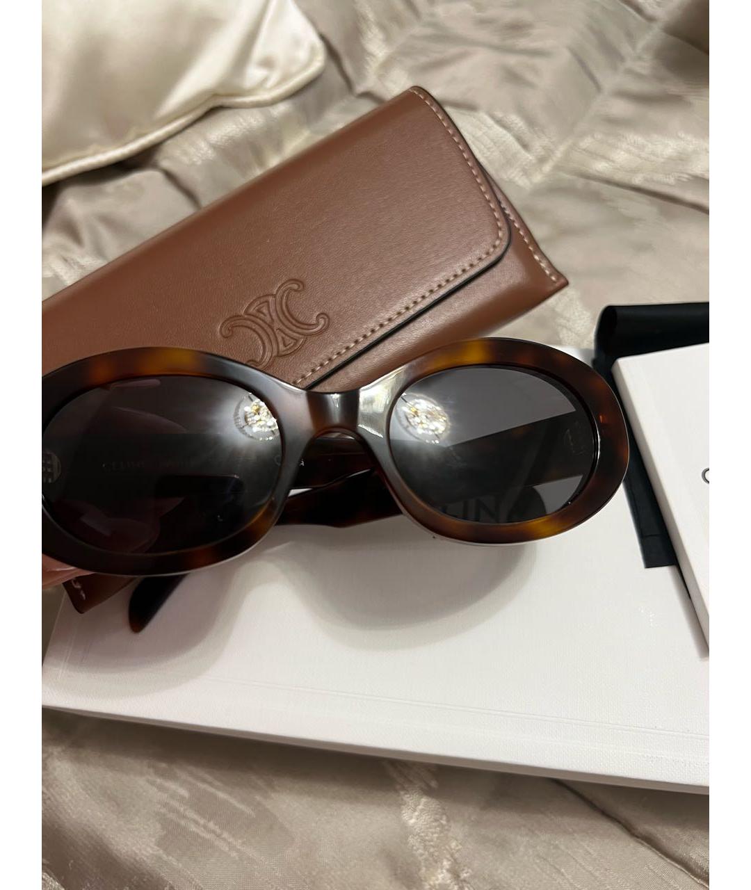 CELINE Коричневые пластиковые солнцезащитные очки, фото 6
