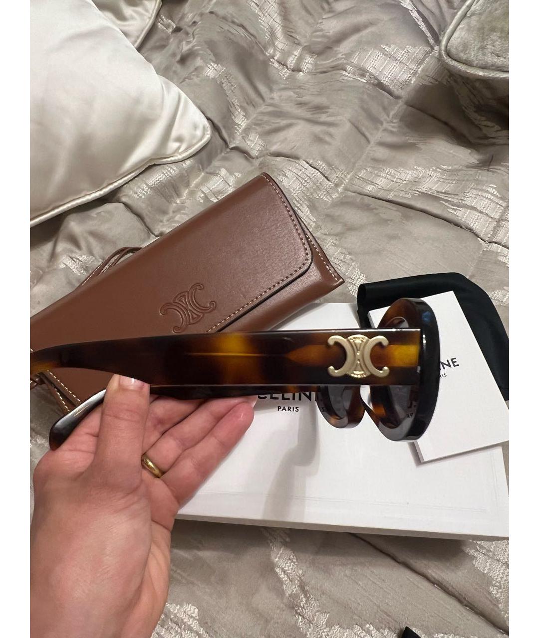 CELINE Коричневые пластиковые солнцезащитные очки, фото 2