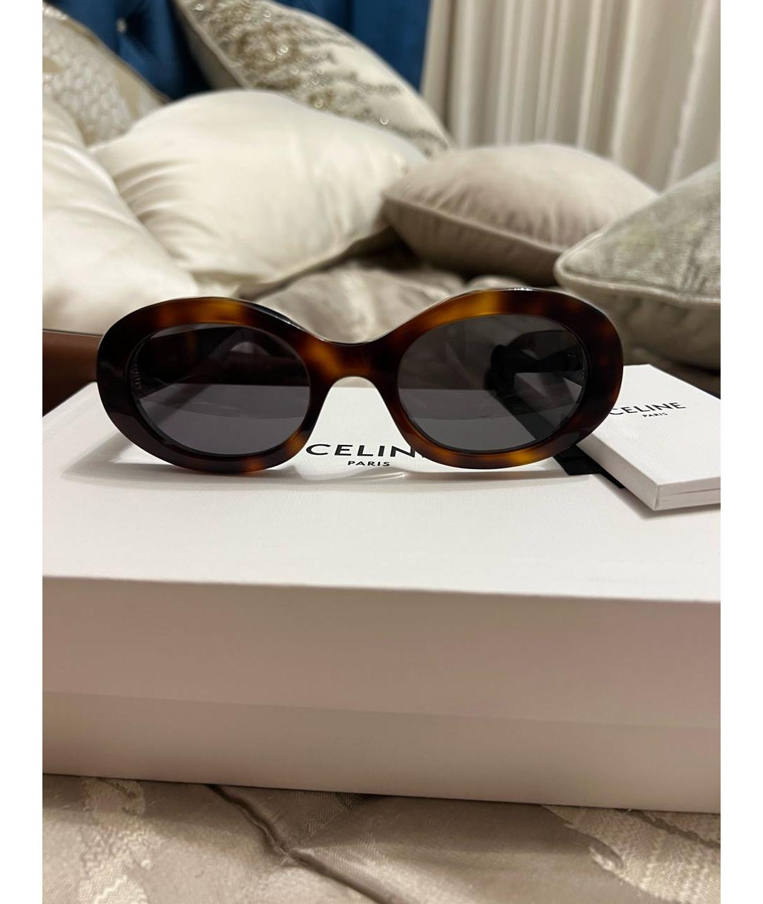 CELINE Коричневые пластиковые солнцезащитные очки, фото 5