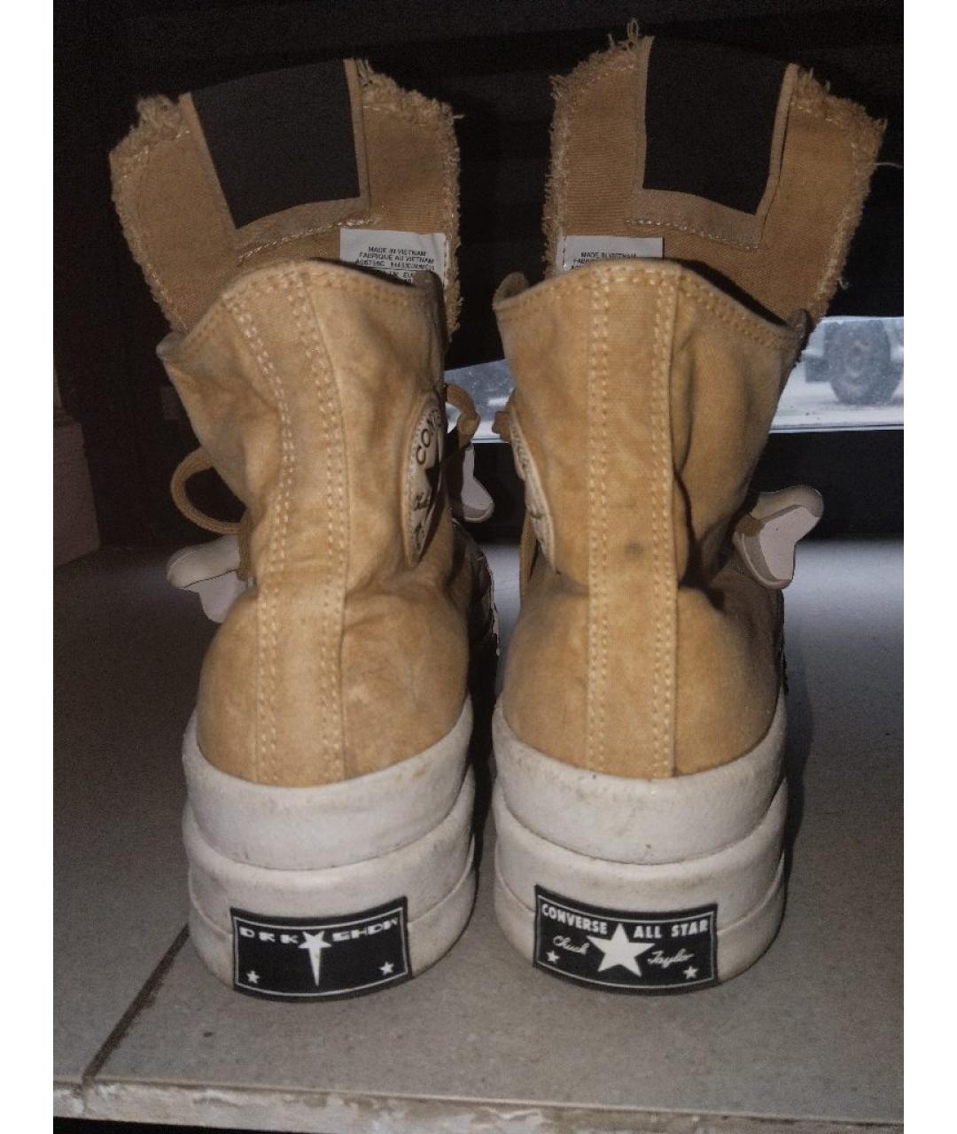 RICK OWENS DRKSHDW Горчичные текстильные высокие кроссовки / кеды, фото 4
