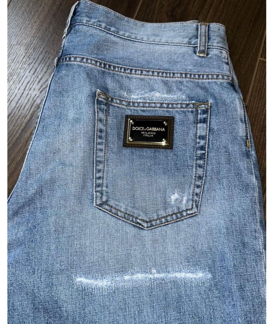 DOLCE&GABBANA Голубые хлопковые прямые джинсы, фото 2