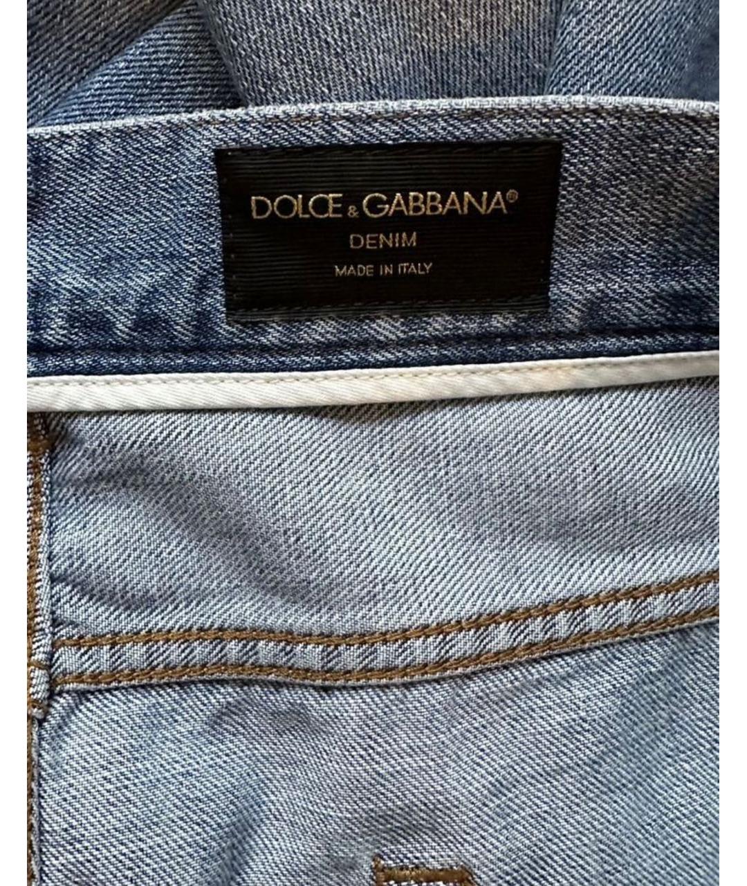 DOLCE&GABBANA Голубые хлопковые прямые джинсы, фото 3