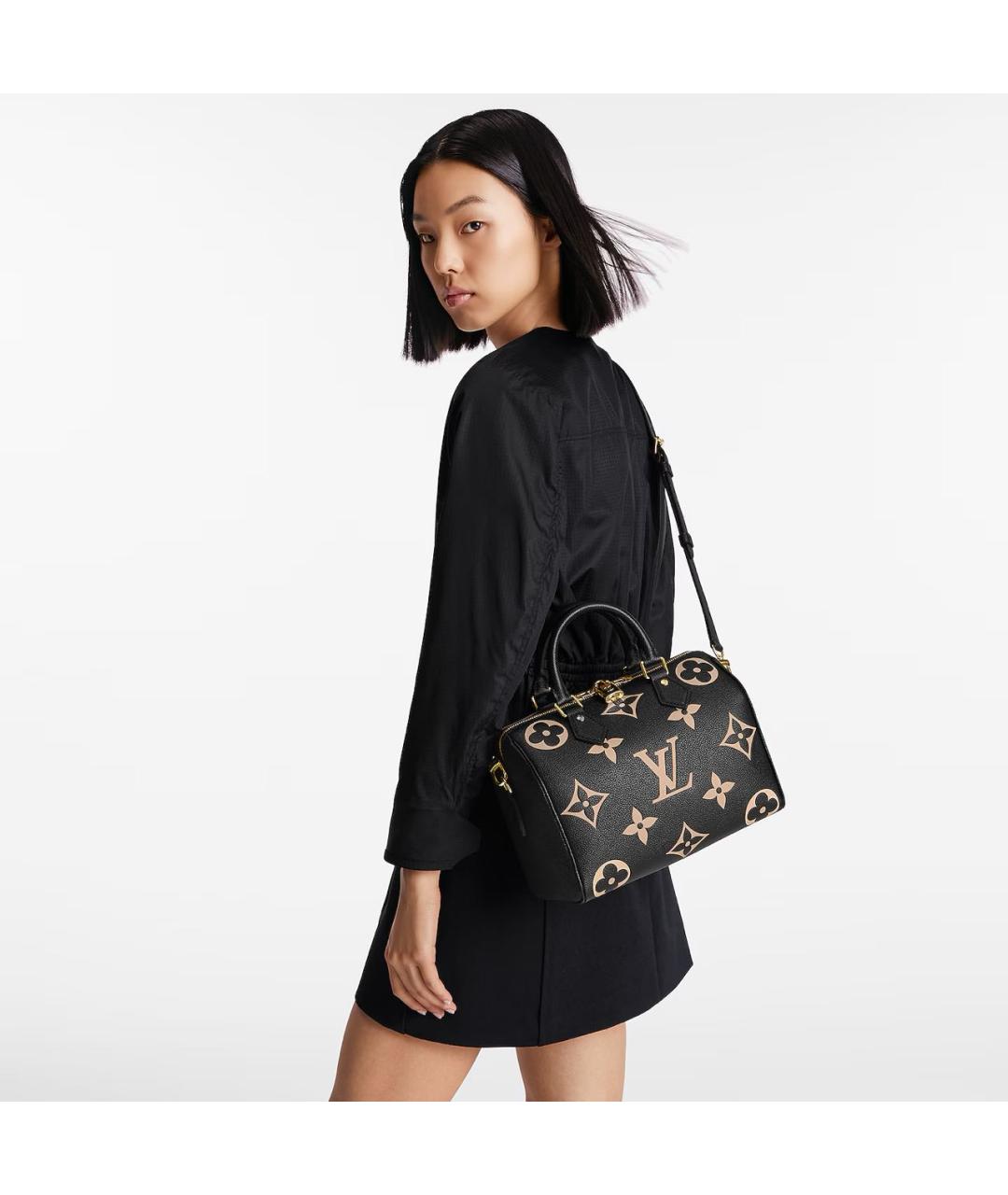 LOUIS VUITTON Черная кожаная сумка с короткими ручками, фото 7
