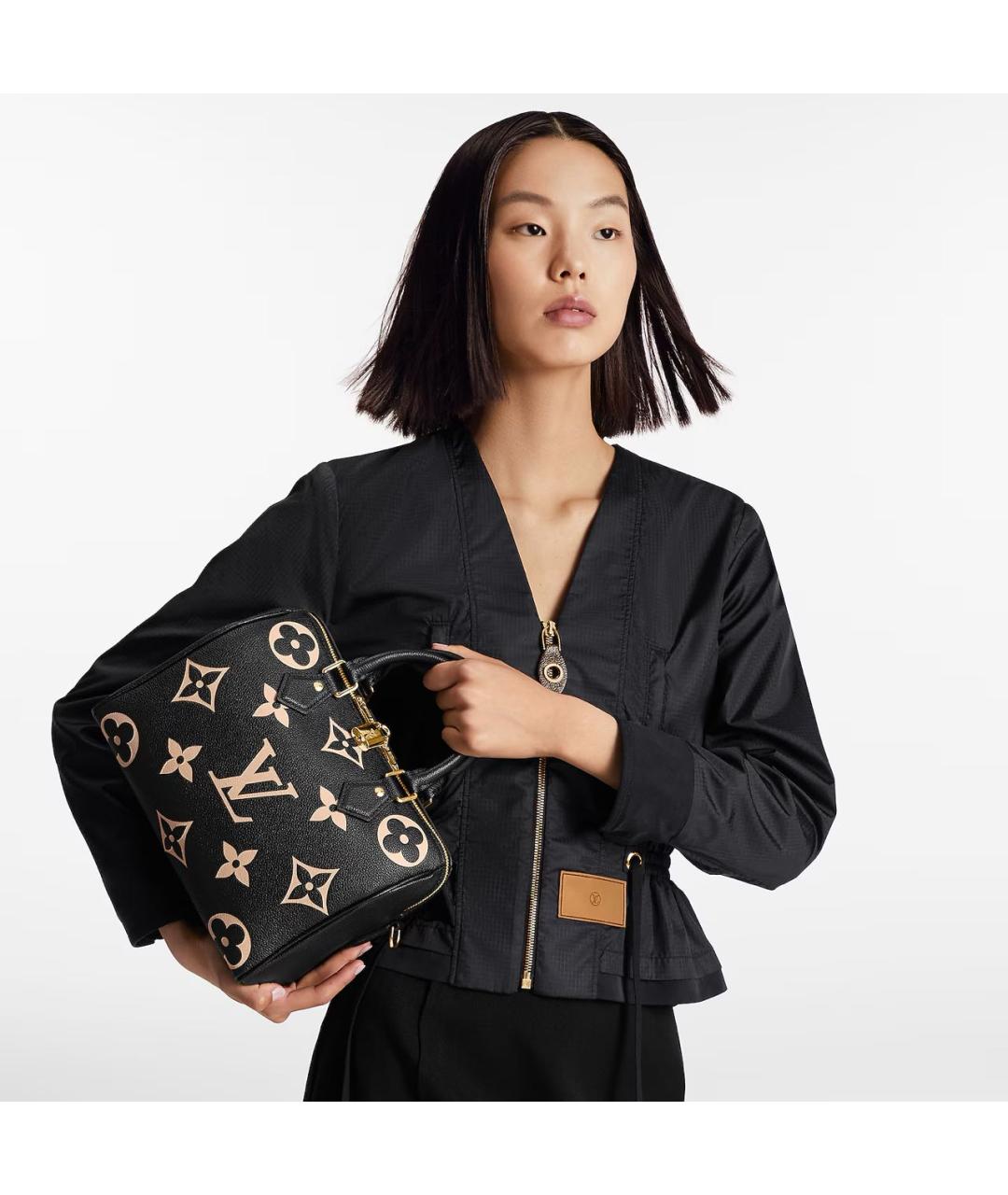 LOUIS VUITTON Черная кожаная сумка с короткими ручками, фото 6