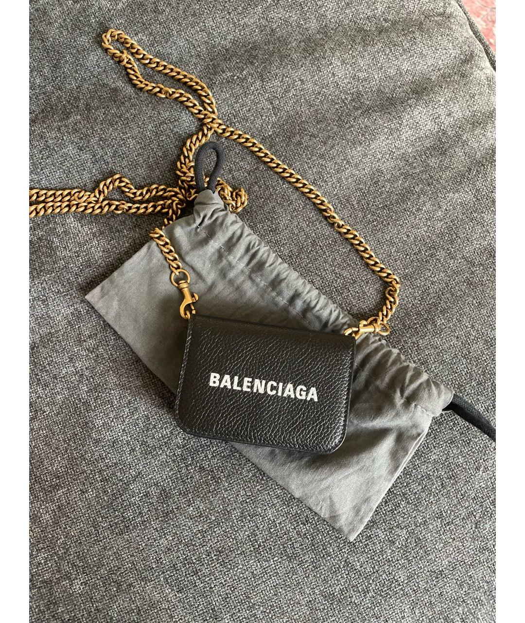 BALENCIAGA Черный кожаный кошелек, фото 5