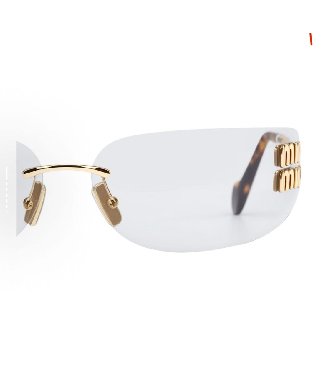 MIU MIU Золотые металлические солнцезащитные очки, фото 4