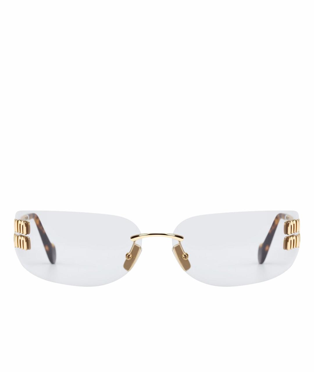 MIU MIU Золотые металлические солнцезащитные очки, фото 1