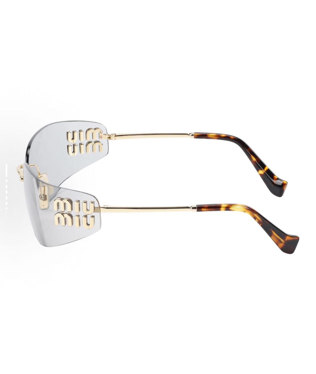 MIU MIU Золотые металлические солнцезащитные очки, фото 3