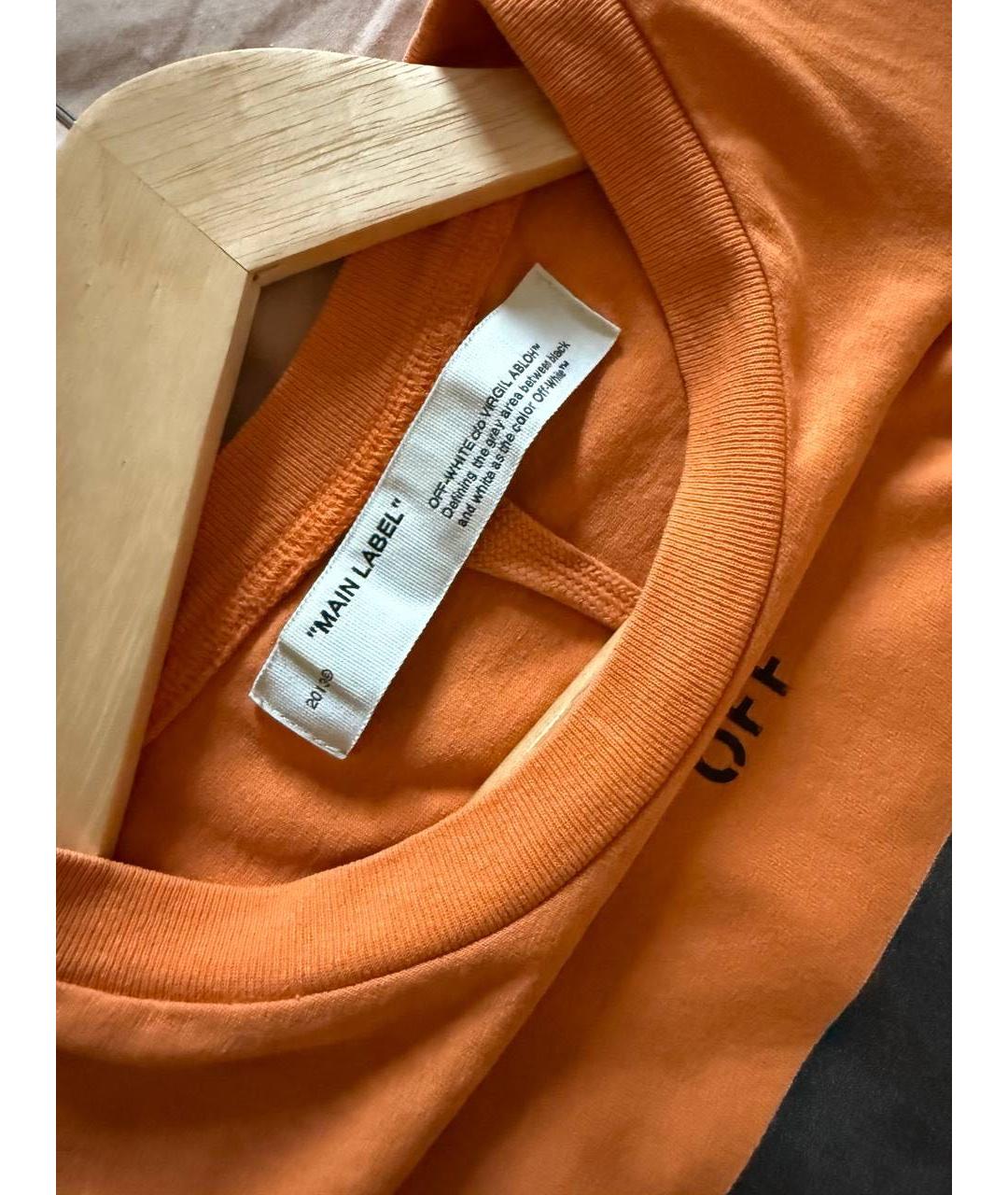 OFF-WHITE Оранжевая хлопковая футболка, фото 3