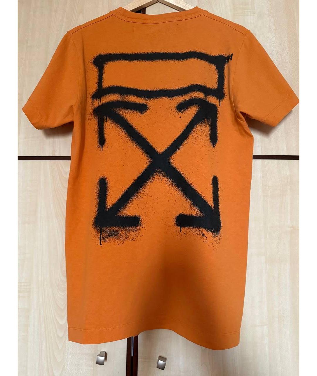 OFF-WHITE Оранжевая хлопковая футболка, фото 2