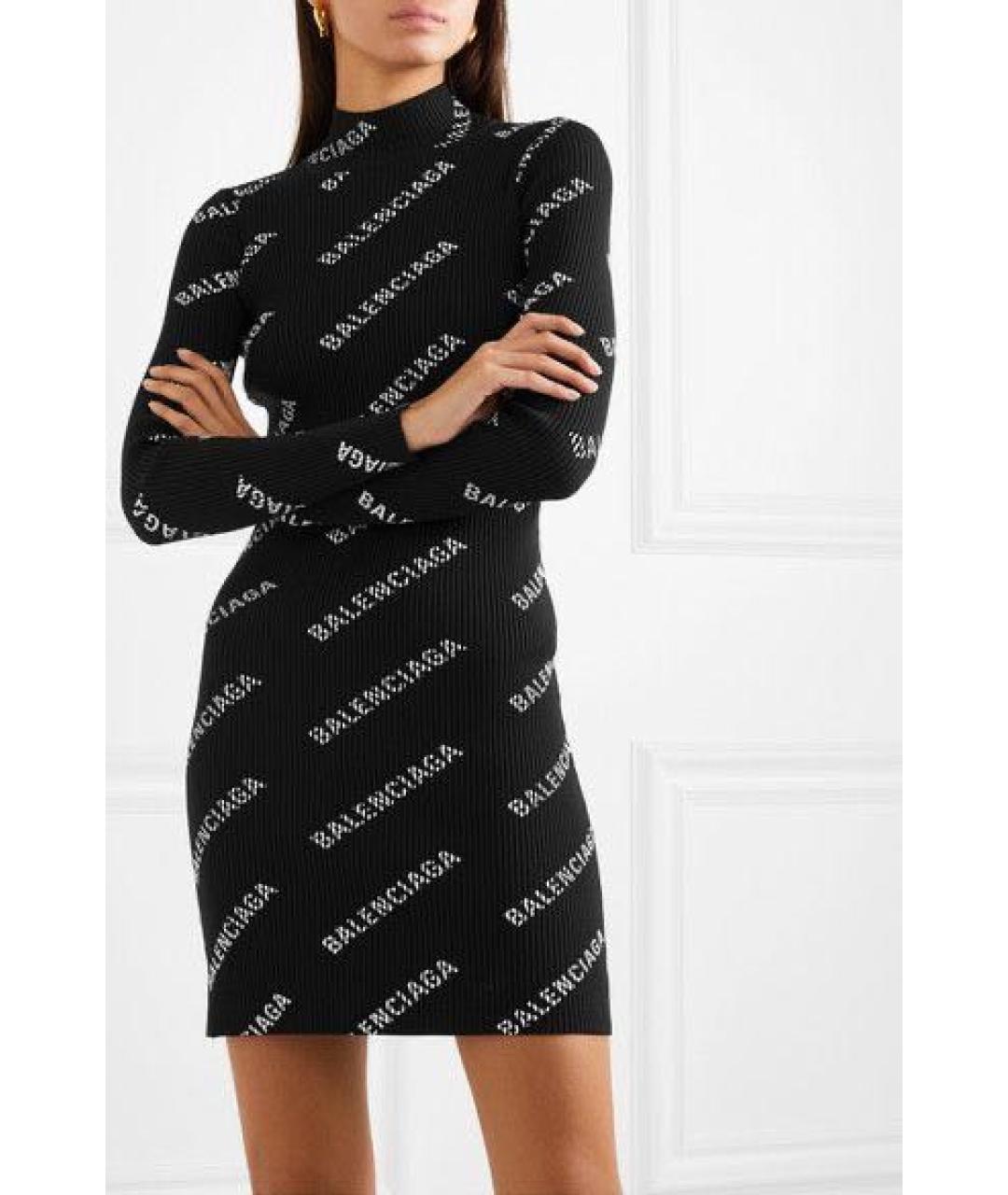 BALENCIAGA Черное хлопко-эластановое повседневное платье, фото 8