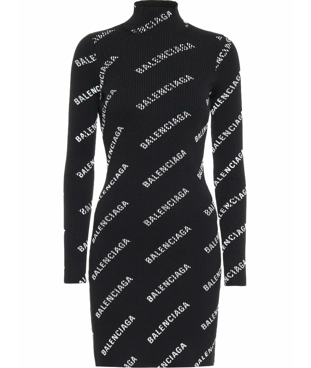 BALENCIAGA Черное хлопко-эластановое повседневное платье, фото 1