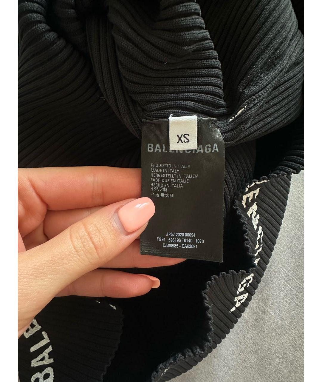 BALENCIAGA Черное хлопко-эластановое повседневное платье, фото 3