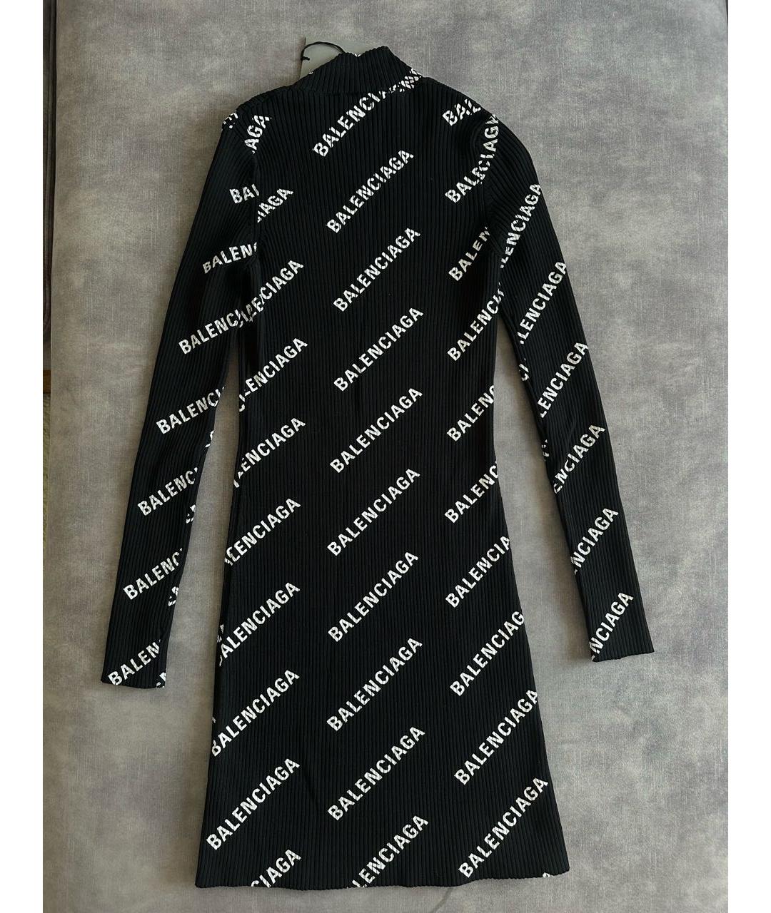 BALENCIAGA Черное хлопко-эластановое повседневное платье, фото 4
