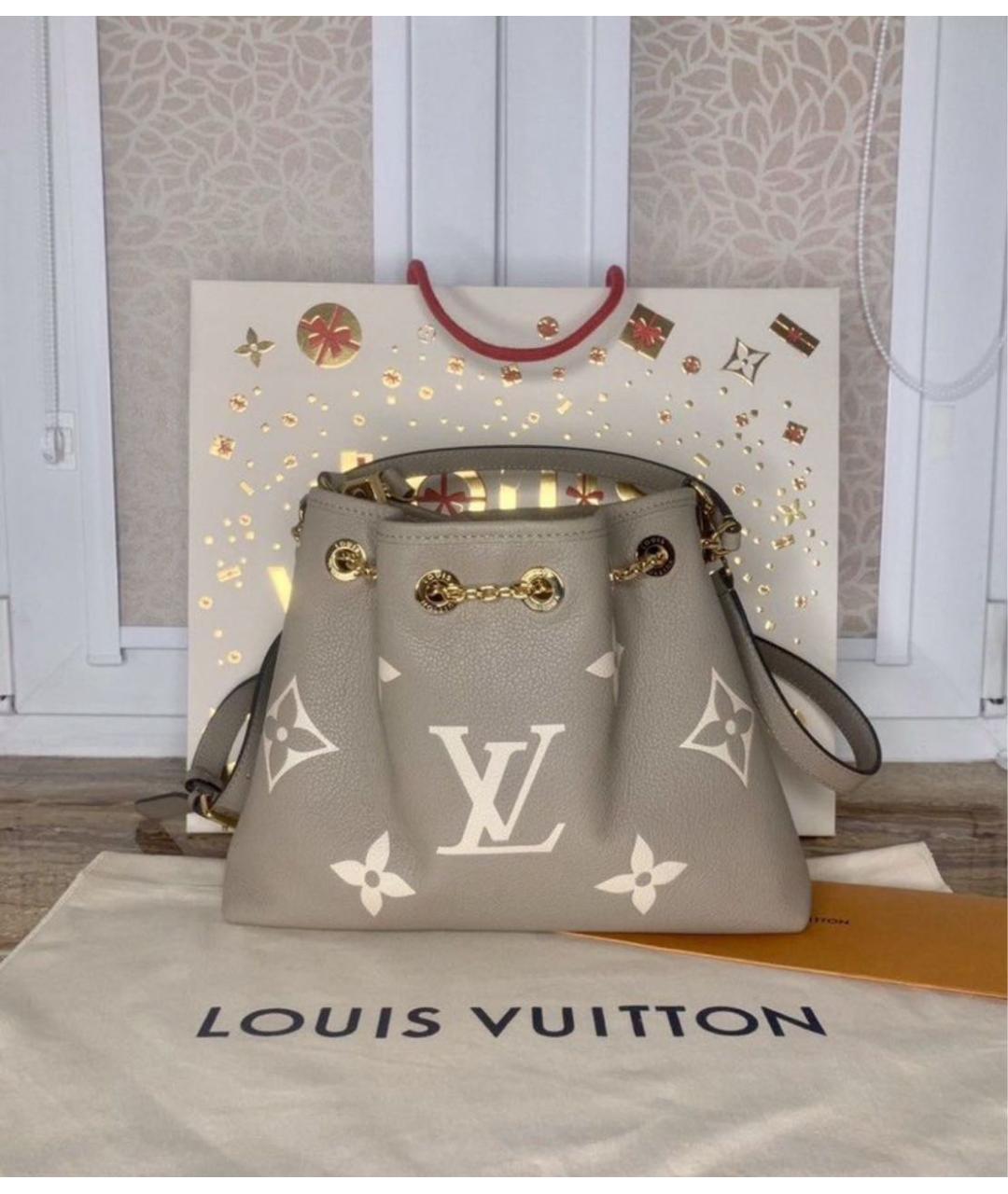 LOUIS VUITTON Бежевая кожаная сумка тоут, фото 3