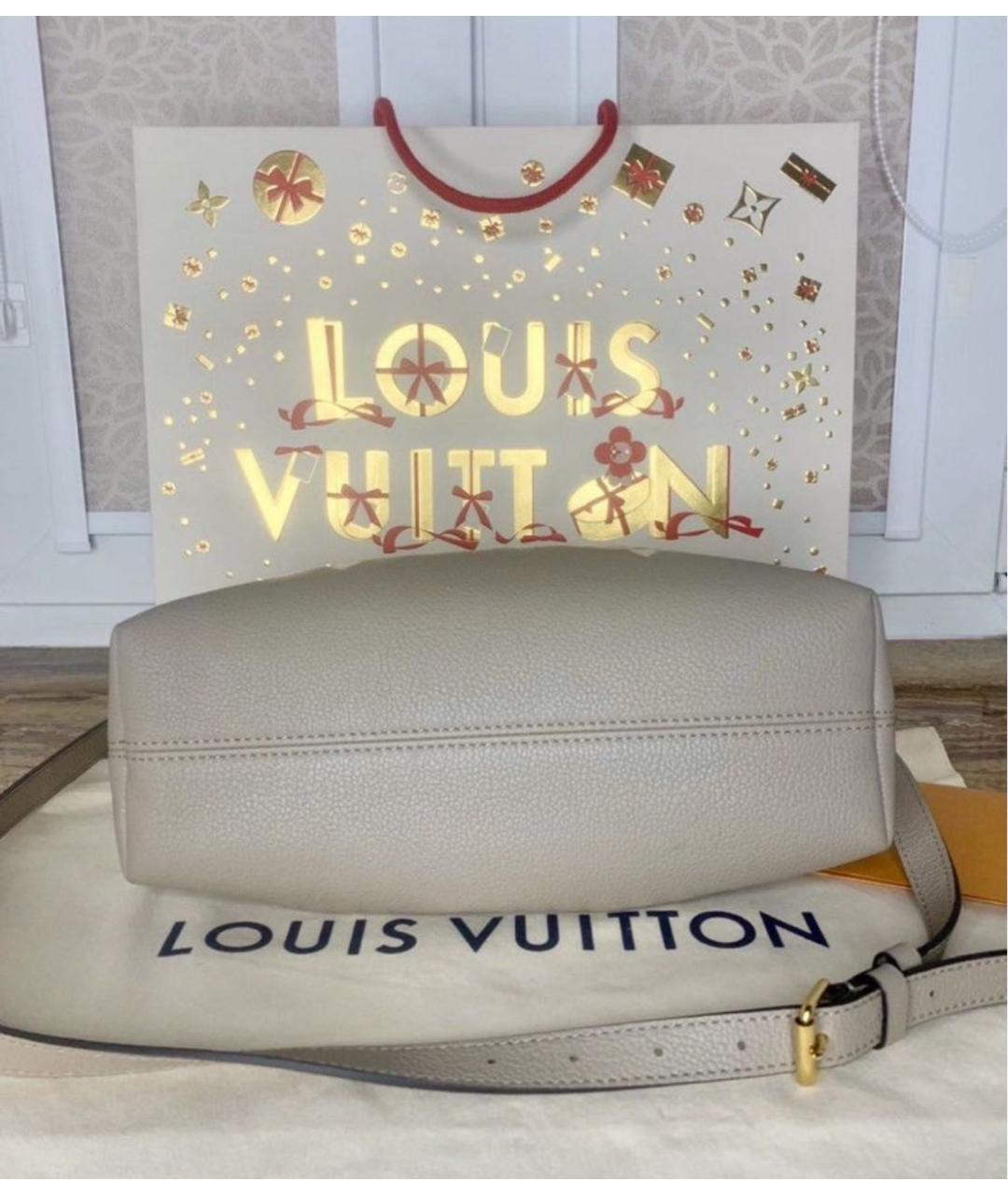 LOUIS VUITTON Бежевая кожаная сумка тоут, фото 4