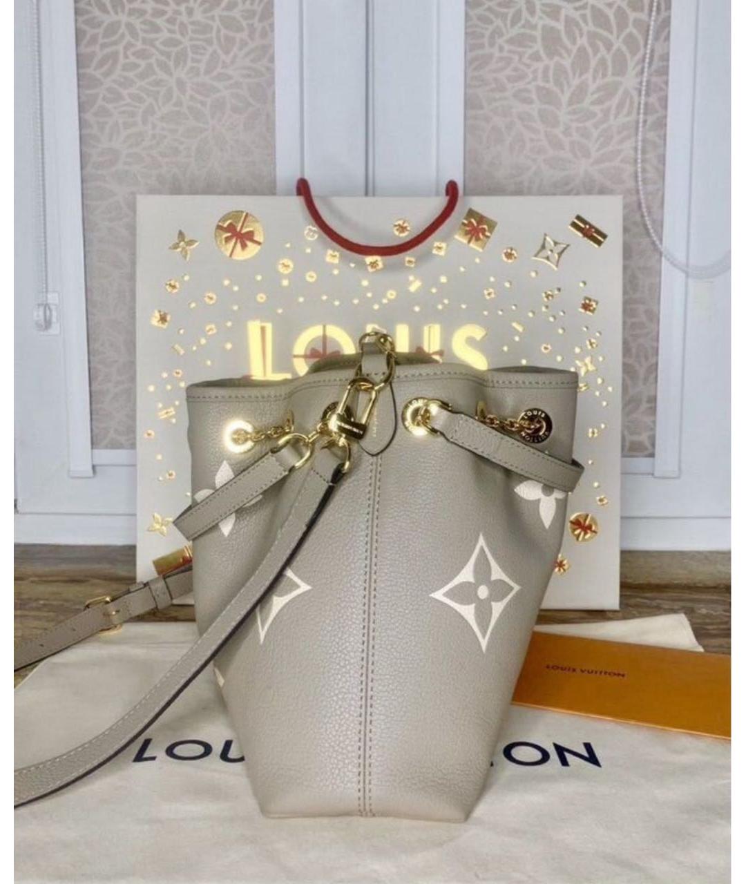 LOUIS VUITTON Бежевая кожаная сумка тоут, фото 7