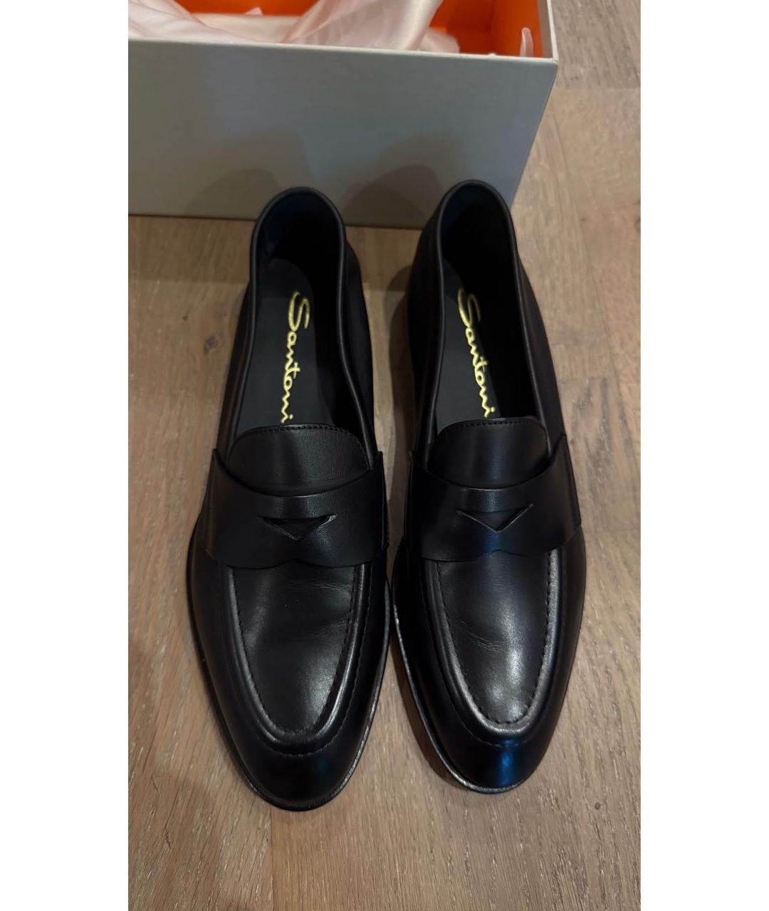 SANTONI Черные кожаные лоферы, фото 2