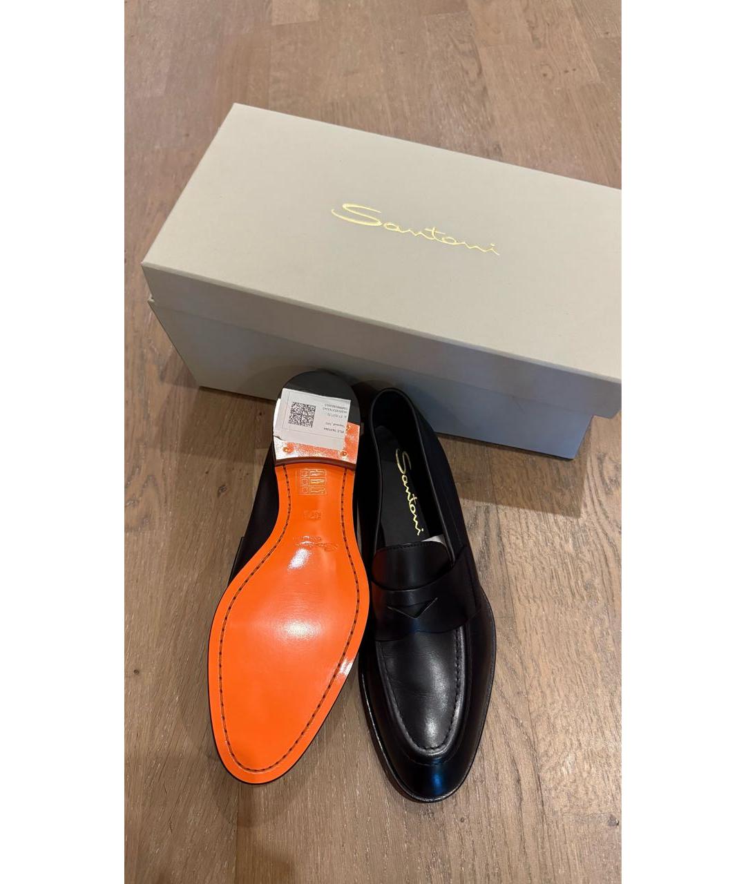 SANTONI Черные кожаные лоферы, фото 5