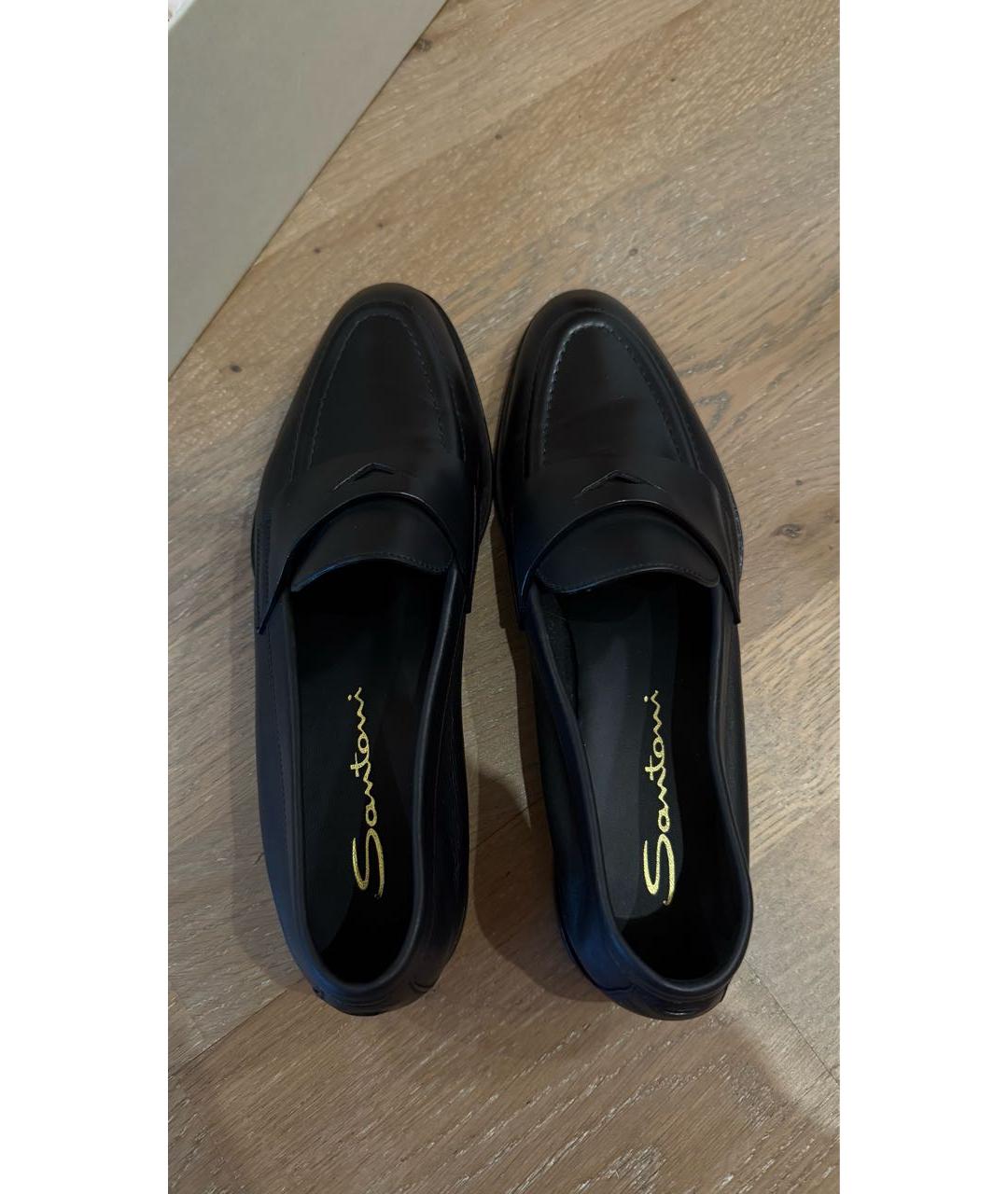 SANTONI Черные кожаные лоферы, фото 3