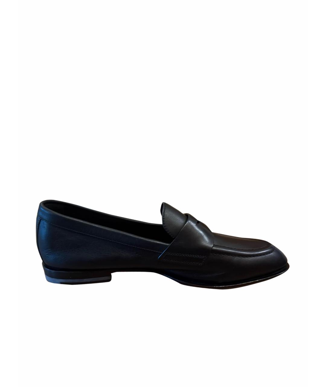 SANTONI Черные кожаные лоферы, фото 1