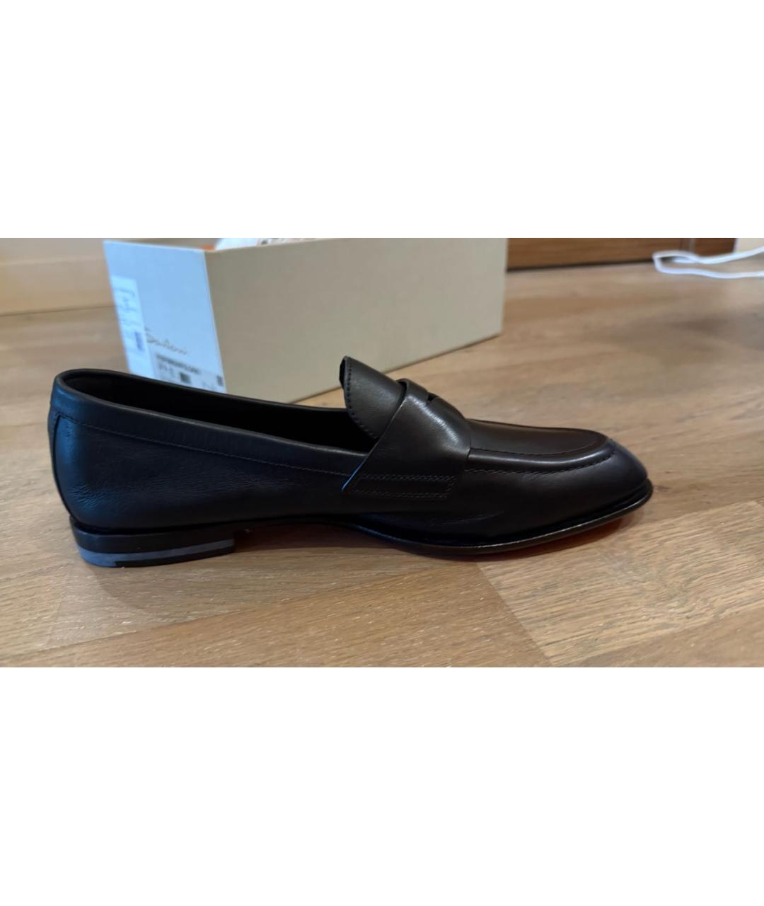 SANTONI Черные кожаные лоферы, фото 7