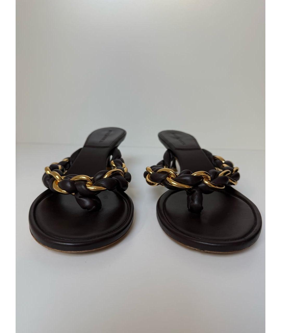 BOTTEGA VENETA Коричневые кожаные шлепанцы, фото 2