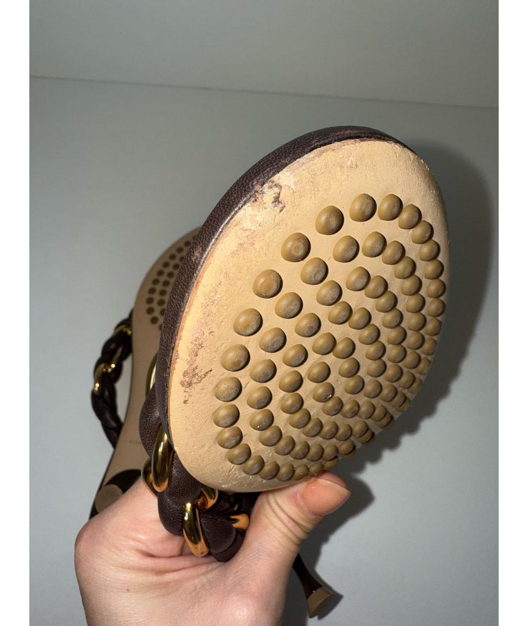 BOTTEGA VENETA Коричневые кожаные шлепанцы, фото 4