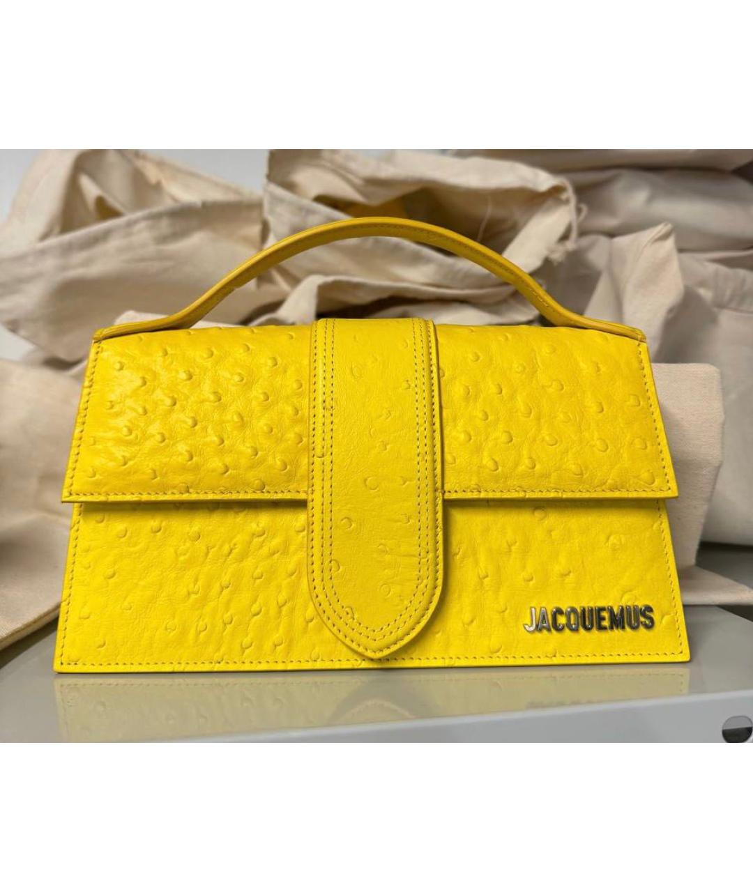 JACQUEMUS Желтая кожаная сумка через плечо, фото 3
