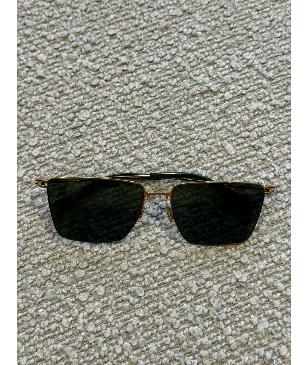 BOTTEGA VENETA Золотые металлические солнцезащитные очки, фото 5