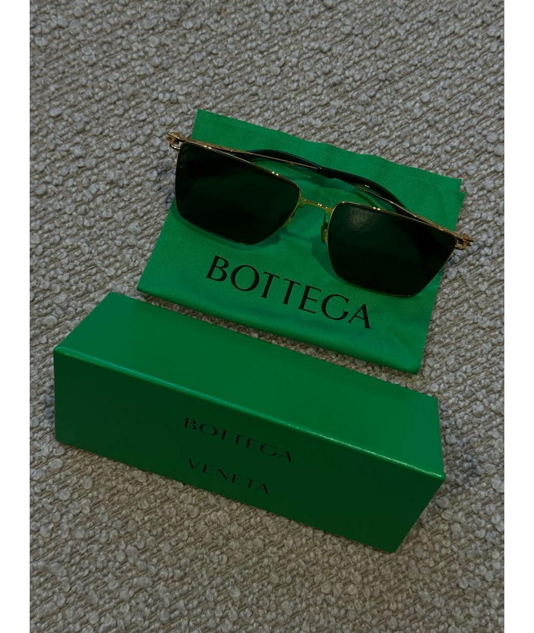 BOTTEGA VENETA Золотые металлические солнцезащитные очки, фото 2