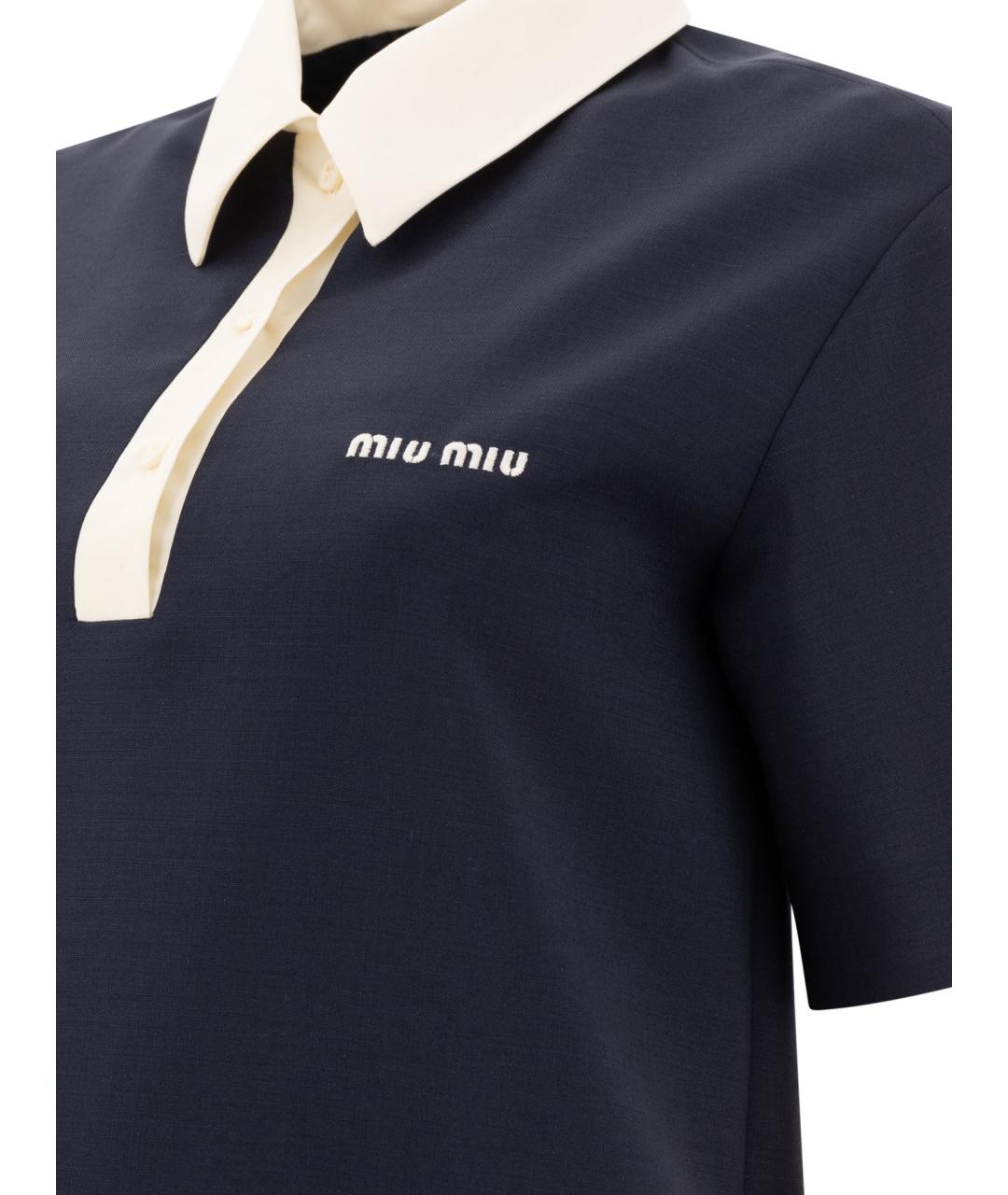 MIU MIU Темно-синее повседневное платье, фото 4