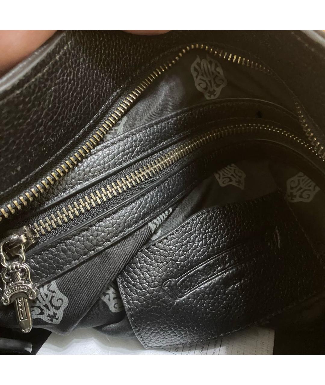 CHROME HEARTS Черная кожаная сумка на плечо, фото 3