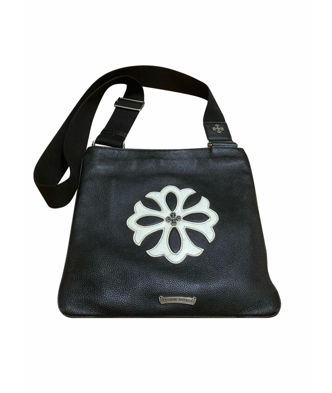 CHROME HEARTS Черная кожаная сумка на плечо, фото 1