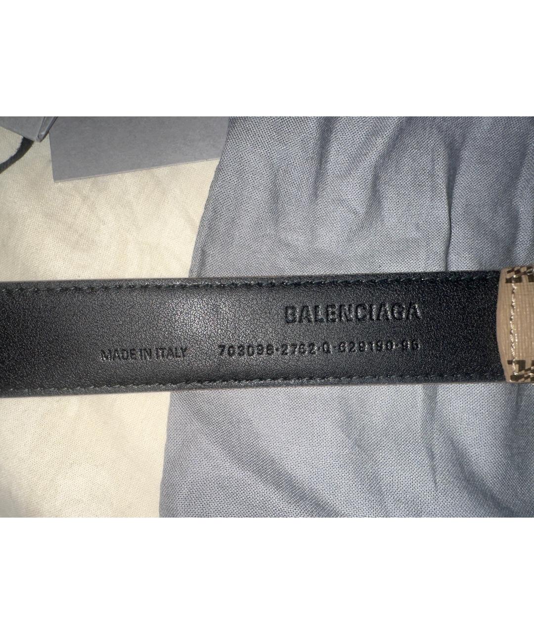 BALENCIAGA Бежевый кожаный ремень, фото 4