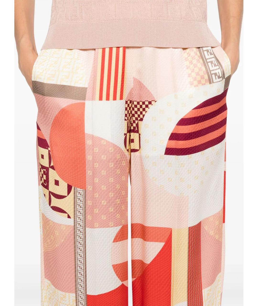 FENDI Мульти шелковые брюки широкие, фото 4
